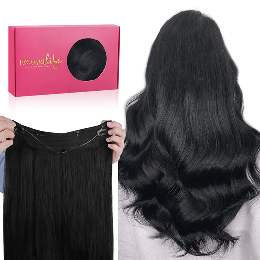 Wennalife Wire Hair Extensions (Increase 50% Lifespan) Real Human Hair 12 Inch 70G Ombre Walnut Brown To Ash Brown Bleach Blonde