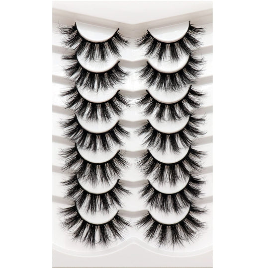 Losha Lashes Natural Fluffy Faux Mink Eyelashes Handmade Wispy Lashes 7 Pairs Pack False Lashes For Eye Makeup