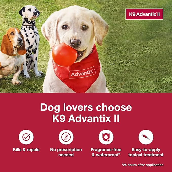 K9 Advantix II Medium Dog Vet-Recommended Flea, Tick & Mosquito Treatment & Prevention | Dogs 11-20 lbs. | 4-Mo Supply