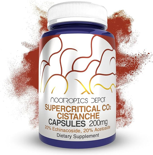 Nootropics Depot Cistanche Supercritical CO2 Extract Capsules | 20% Echinacoside + 20% Verbascoside (Acetoside) | 120 Count