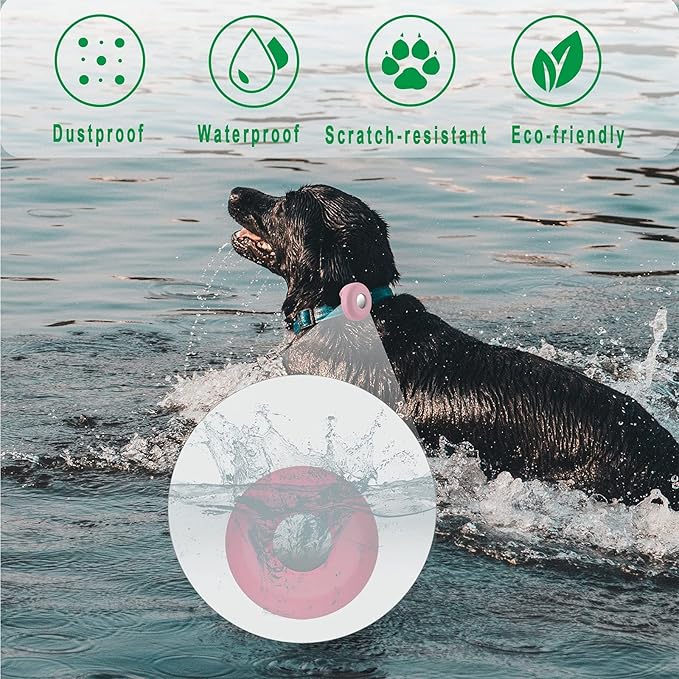 Airtag Holder for Dog Collar, Cibaabo Silicone Air Tag Case Cover Compatible with Apple Airtags for 0.8-1.2inch Cat Pet Collar Harness Loop