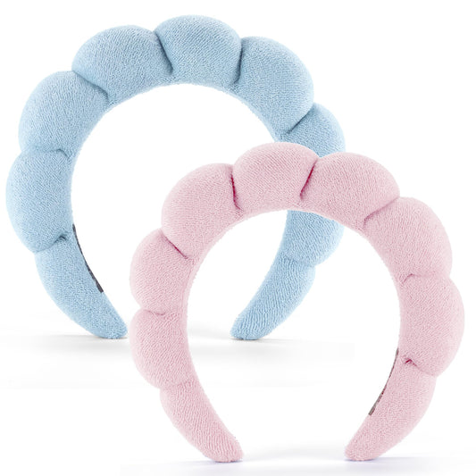 Ztomine Spa Headbands For Face Washing, Facials, Masks & Skin Treatments, Set Of 2, 100% Cotton Terry Cloth, Plush Soft Absorben