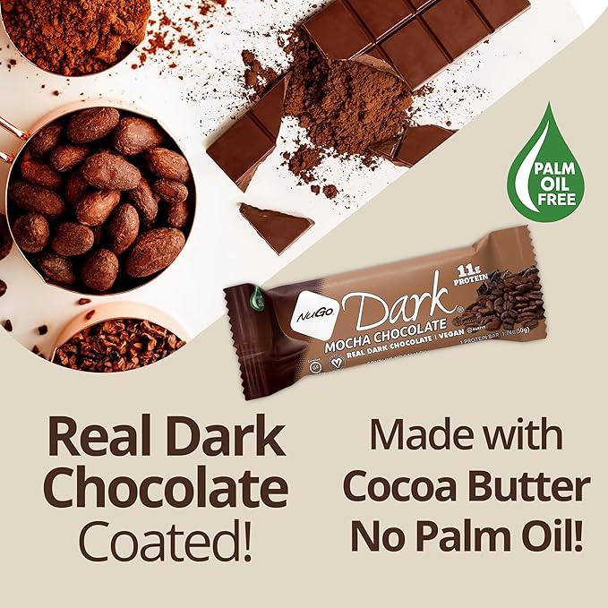 NuGo Dark Chocolate Coconut, 10g Protein Bar, Vegan, Gluten Free, Non-GMO, Kosher Pareve, 24 Count