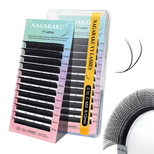 Nagaraku Yy Eyelash Extensions Supplies Y Lash 4D Easy Fan Russian Volume Crisscross Yy Eyelashes Handwoven Y Shaped Mesh Wispy
