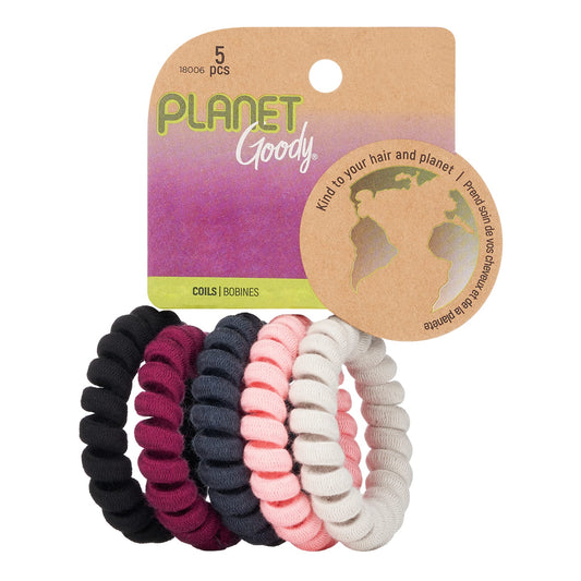Goody Planet Goody Elastic Thick Hair Coils - 5 Count, Mixed Pack - Medium Hair To Thick Hair - Hair Accessories For Women And G