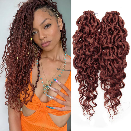 Goddess Locs Crochet Hair 18Inch Faux Locs Crochet Hair Curly Ends Pre-Looped River Hippie Locs Bohemian Locs Crochet Braids For