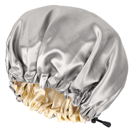 Chorha Satin Sleep Cap,Double-Sided Adjustable Sleep Bonnet,Bonnet Cap For Sleep (Silver)