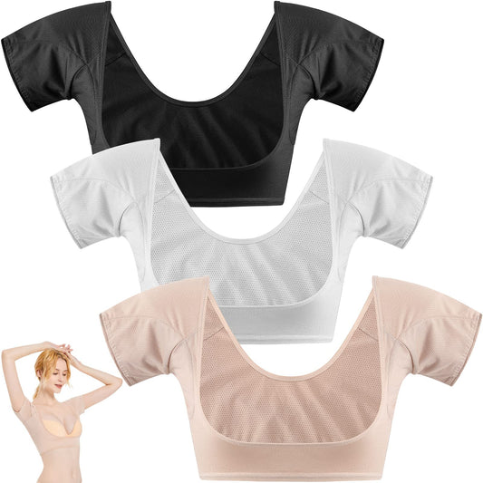 Zhanmai 3 Pcs Underarm Sweat Vest Breathable Underarm Sweat Proof Pads For Under Armpits Sweat For Women Girls Ladies(White, Bla