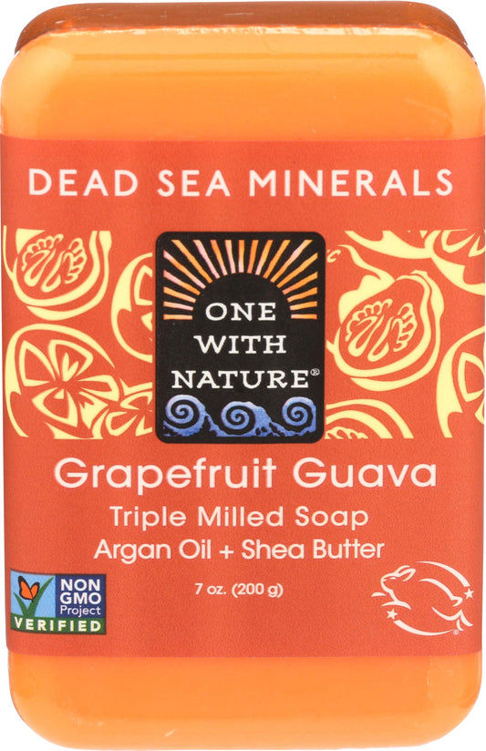 One With Nature Grapefruit Guava Dead Sea Mineral Soap, 7 Ounce Bar