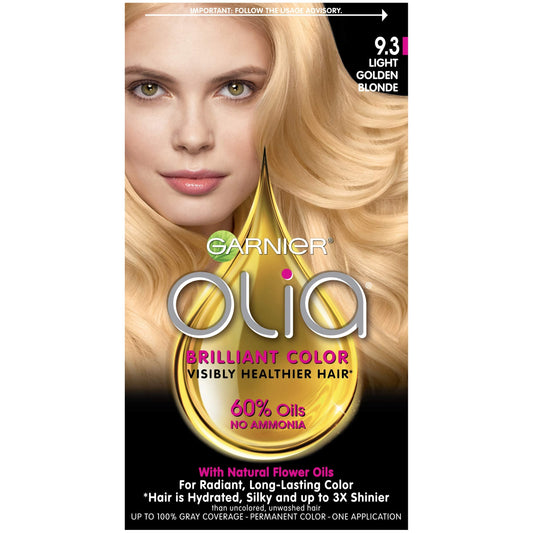 Garnier Olia Ammonia-Free Brilliant Color Oil-Rich Permanent Hair Color, 9.3 Light Golden Blonde (1 Kit) Blonde Hair Dye (Packag