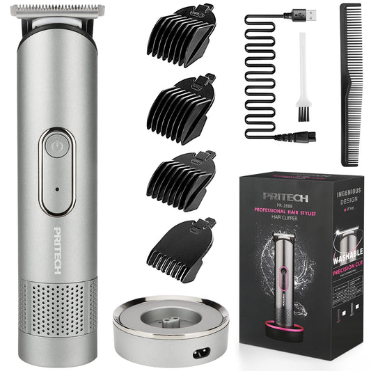 Pritech Hair Trimmer For Men, Electric Groin Hair Trimmer, Rechargeable Hair Clippers, Cordless Men'S Beard Trimmer, Waterproof