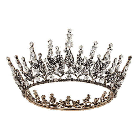 Sweetv Queen Crown For Women, Wedding Crown For Bride, Gothic Tiara Headpiece, Rhinestone Dark Hair Accessories For Brithday Cos