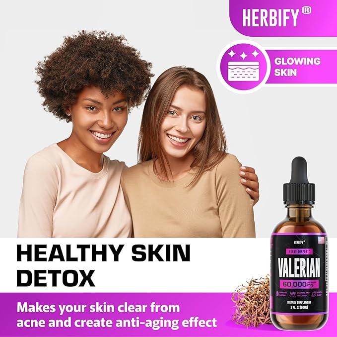 HERBIFY Valerian Root Supplement - Valerian Root Tincture – Nervous System Support 2 Fl oz