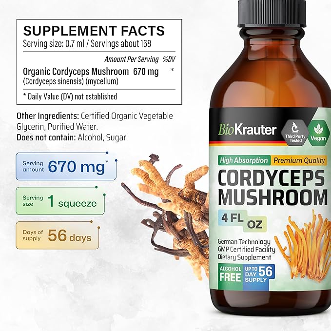 BIO KRAUTER Lomatium Tincture 2 Fl. Oz. & Cordyceps Tincture 4 Fl. Oz.
