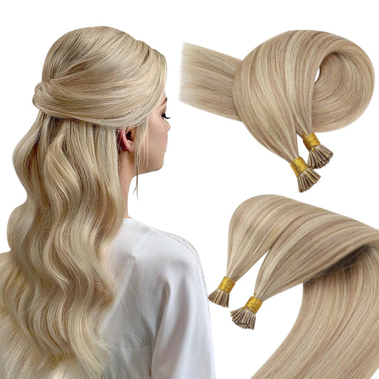 Sunny Hair Blonde I Tip Hair Extensions Highlights I Tip Human Hair Extensions Ash Blonde Highlight Bleach Blonde With Pink Hue