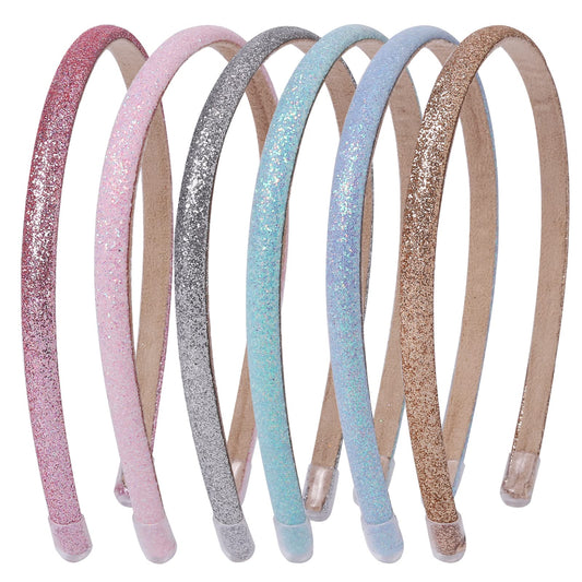 Fishdown Thin Glitter Headbands For Girls,Glitter Sequin Headbands For Girls,Sparkle Headbands For Toddler Girls,Skinny Sparkle