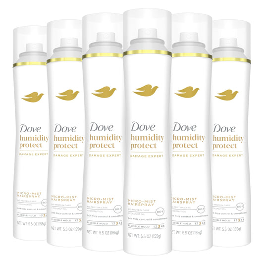 Dove Flexible Hold Hairspray Humidity Protect Micro-Mist Pack of 6 for Long-lasting Hold, All-day Flexible Hold for 24H Frizz Co