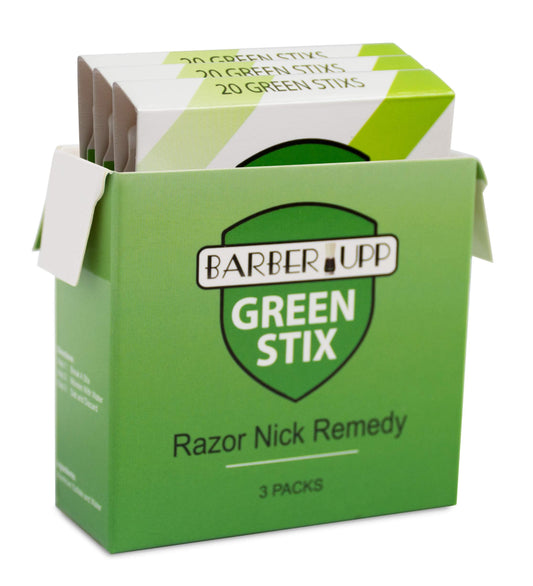 BARBERUPP Styptic Stick Shave Accessories (Green Stix, 6-Pack) Stops Bleeding For Razor Nicks For Men & Women - Sanitary and Gre