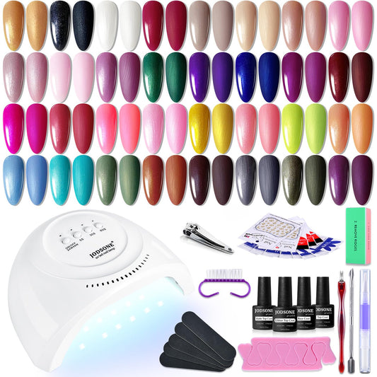 Jodsone Gel Nail Polish Starter Set Ribbon Glitter Gel Nail Summer Light Gel Nail Polish Winter Dark Nail Polish Glossy 36-Piece