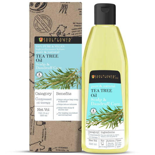 Soulflower Tea Tree Hair Oil For Dandruff & Hair Loss Control, Scalp Treatment - 100% Pure, Organic, Natural, Coldpressed, Vegan