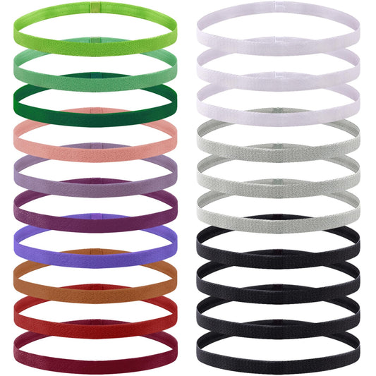 Duufin 20 Pieces Elastic Sport Headbands For Women Men Girls Non Slip Workout Headband Colorful Thin Elastic Headbands, 13 Color