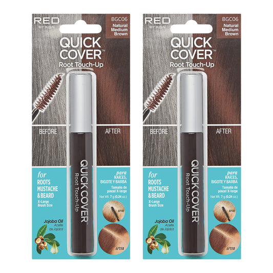 Red By Kiss Quick Cover Root Touch Up Mascara 2Pcs Water-Resistant Temporary Gray Concealer Cover Up Brush For Hair And Beard (N