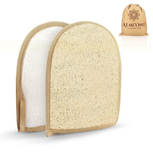 Premium Exfoliating Loofah Glove Pad Body Scrubber. Our Mitt Gloves Are Made Of Natural Egyptian Shower Loufa Sponge That Gets Y