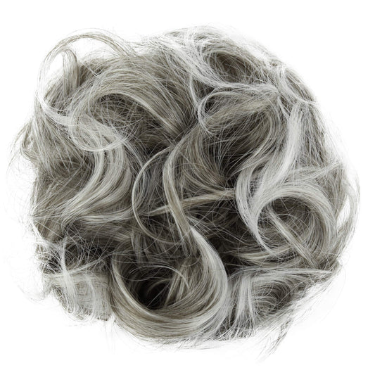 Caisha Big Hairpiece Scrunchy Updo Bridal Hairstyle Curly Messy Bun Gray Mix G19E